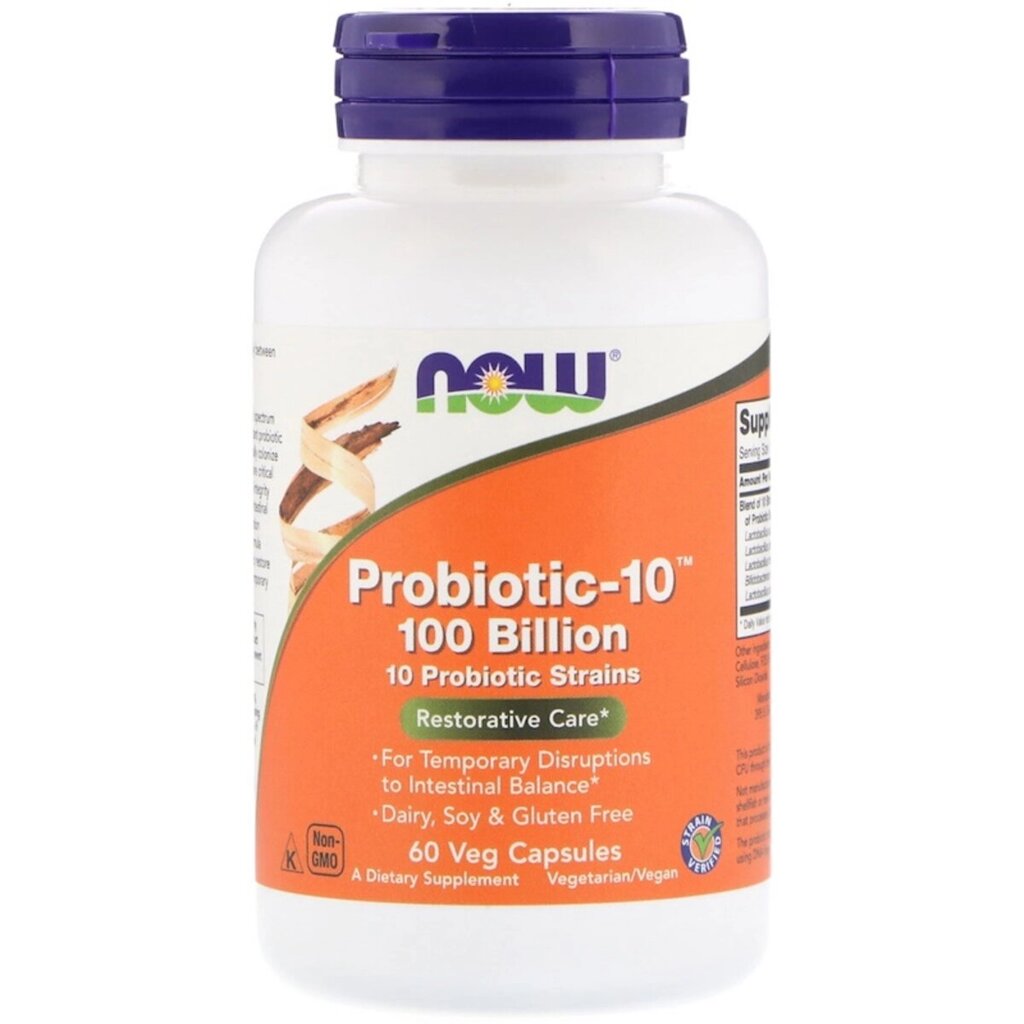 Пробиотики Для Піщеваріння, Probiotic-10, 100 Billion, Now Foods, 60 вегетаріанських капсул від компанії Придбай - фото 1