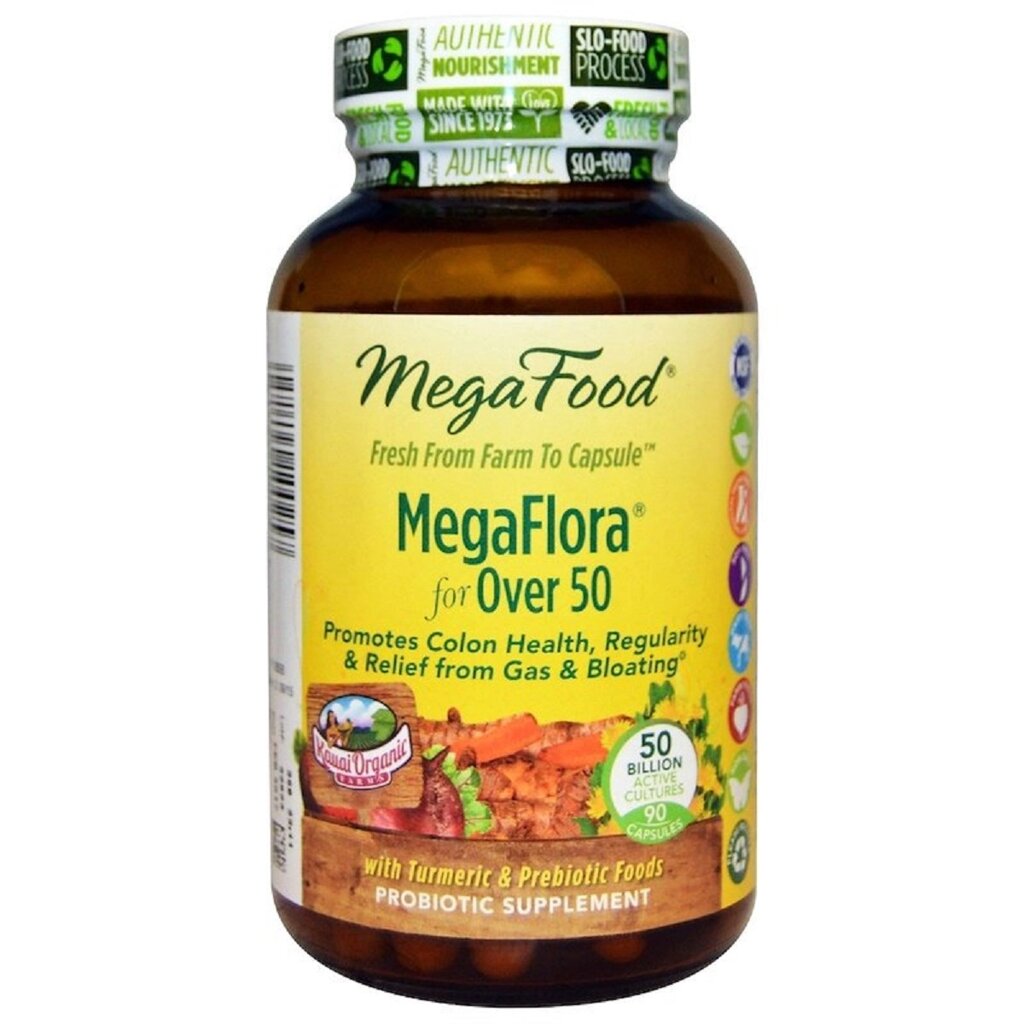 Пробіотики MegaFlora for Over 50 Probiotic with Turmeric MegaFood 90 капсул від компанії Придбай - фото 1