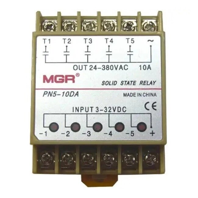 Реле твердотільне однофазне SSR PN5-10DA 10А DC-AC 5-канальне від компанії Придбай - фото 1