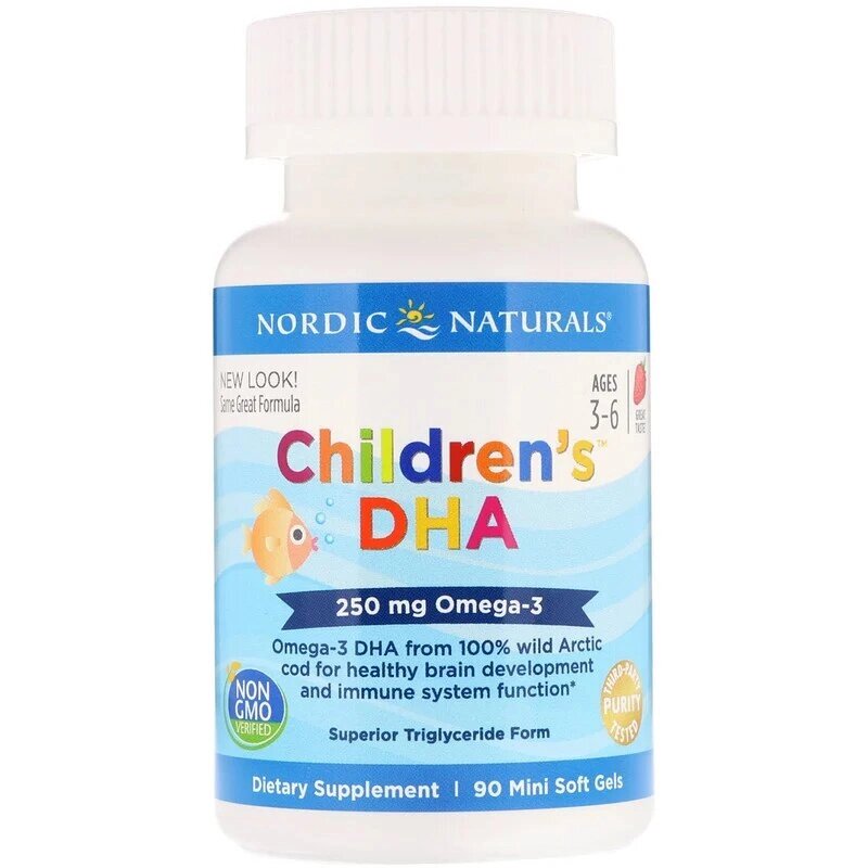 Риб'ячий жир (ДГК) для дітей Nordic Naturals Children's DHA 3-6 років 250 мг Смак Полуниці 90 міні капсул від компанії Придбай - фото 1