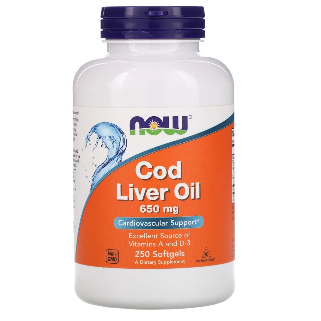 Риб'ячий жир із печінки тріски Cod Liver Oil Now Foods 650 мг 250 гелевих капсул від компанії Придбай - фото 1