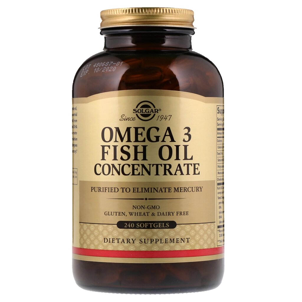 Риб'ячий жир Solgar Omega-3 Fish Oil Concentate 240 желатинових капсул (SOL01699) від компанії Придбай - фото 1