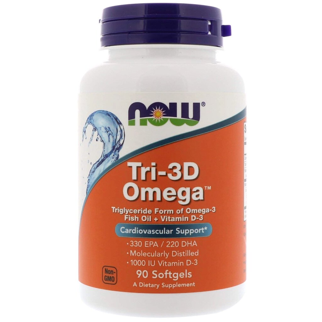 Риб'ячий жир у капсулах + Д3 Tri-3D Omega Now Foods 330 EPA/220 DHA 90 гелевих капсул від компанії Придбай - фото 1