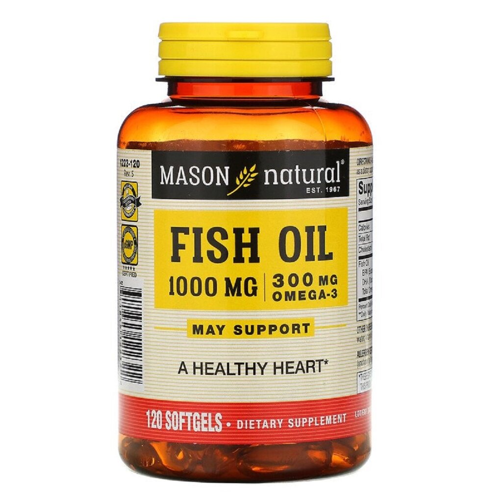 Риб'ячий жир з Омега-3 Omega-3 Fish Oil Mason Natural 120 гелевих капсул від компанії Придбай - фото 1