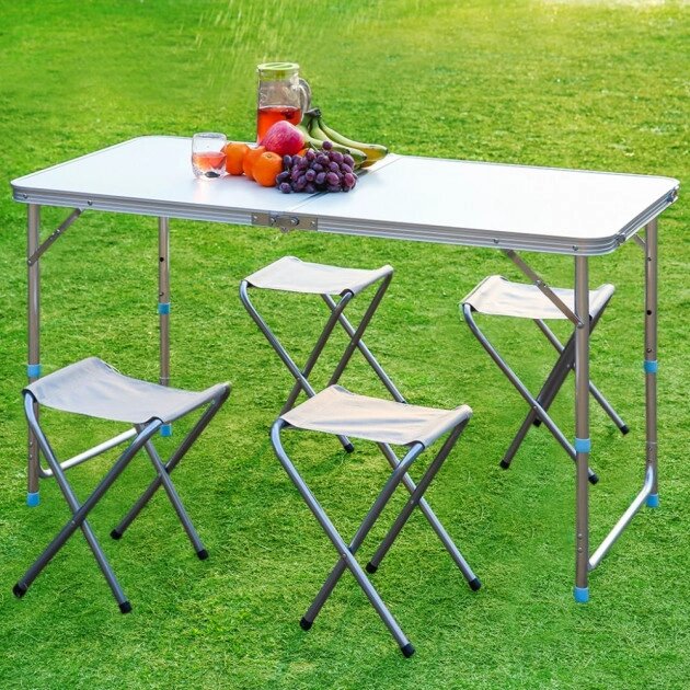 Розкладний туристичний стіл для пікніка зі стільцями Folding Table 120х70х60см Білий від компанії Придбай - фото 1