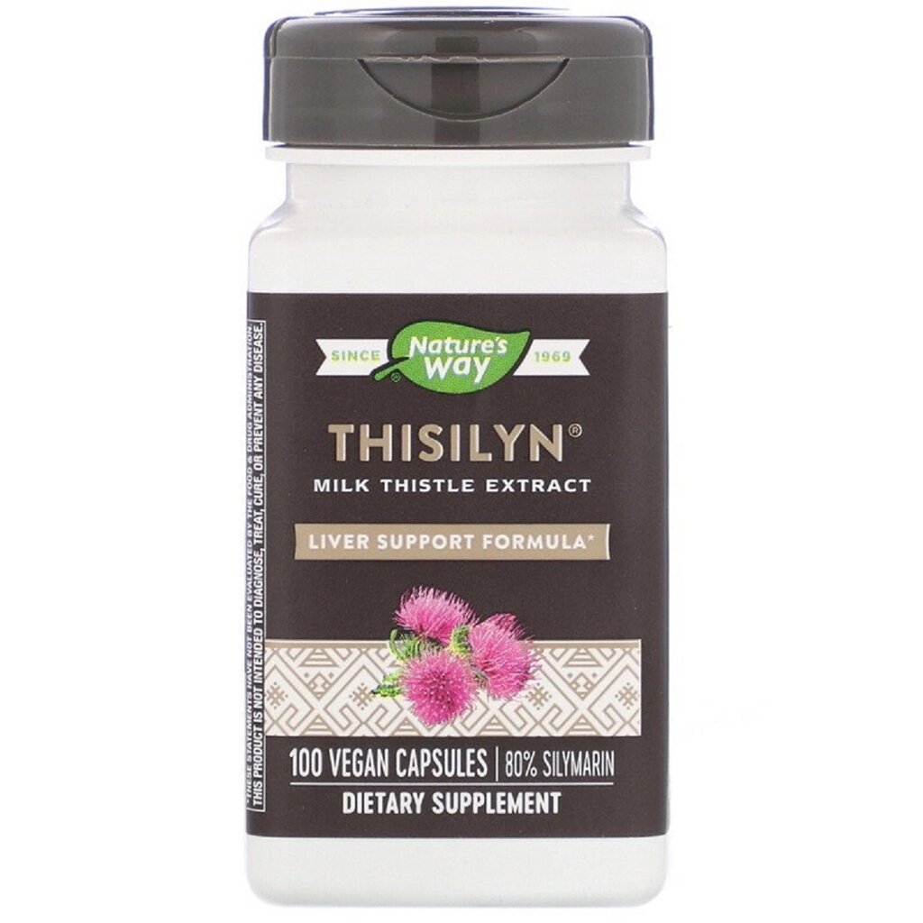 Розторопша Екстракт, Thisilyn, Milk Thistle, Liver Support Formula, Nature's Way, 100 вегетаріанських капсул від компанії Придбай - фото 1