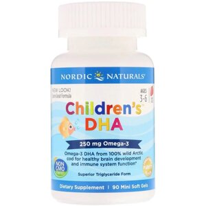 Риб'ячий жир (ДГК) для дітей Nordic Naturals Children's DHA 3-6 років 250 мг Смак Полуниці 90 міні капсул