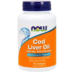 Риб'ячий жир із печінки тріски Cod Liver Oil Now Foods 1000 мг 90 гелевих капсул