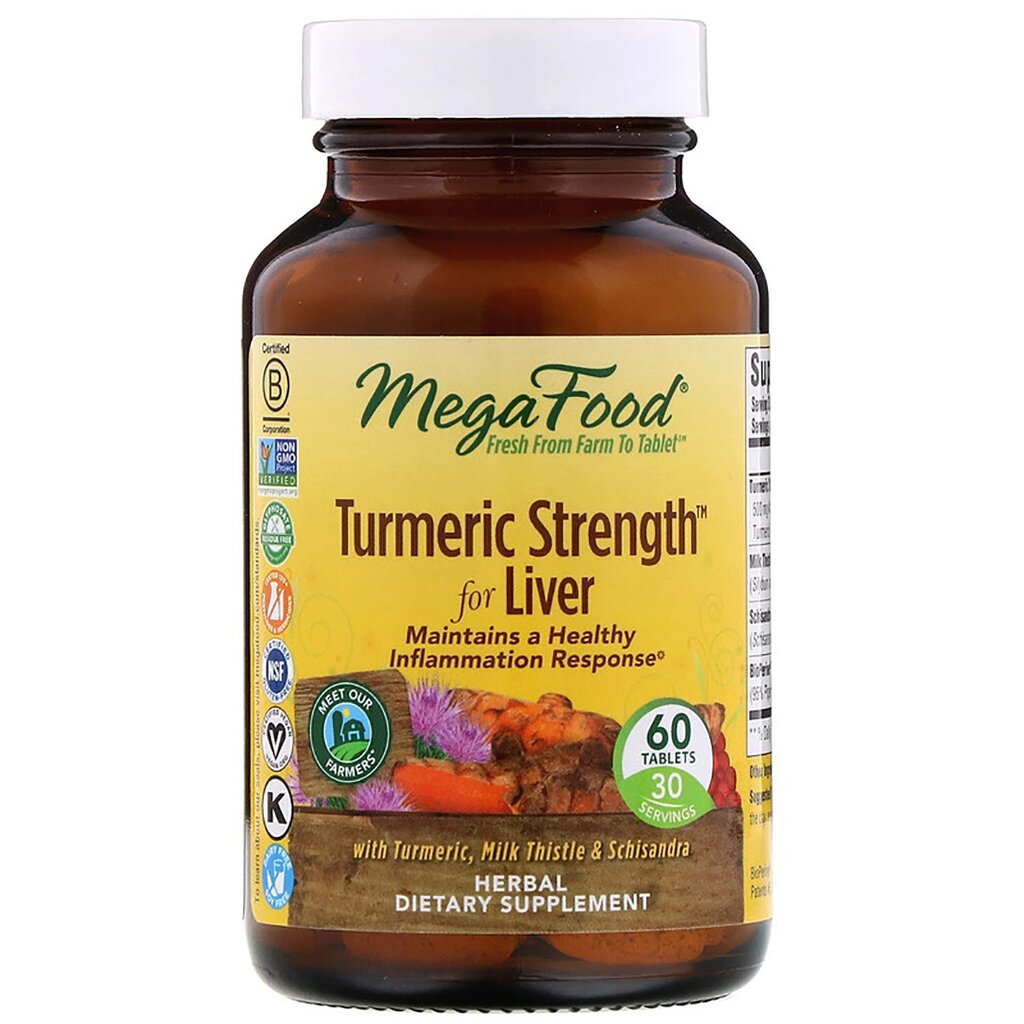 Сила куркуми для печінки, Turmeric Strength for Liver, MegaFood, 60 таблеток від компанії Придбай - фото 1