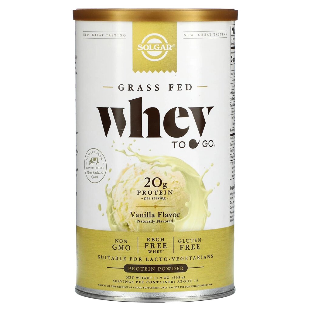 Сироватковий протеїн Grass Fed Whey To Go Solgar порошок смак ванілі 338 г від компанії Придбай - фото 1