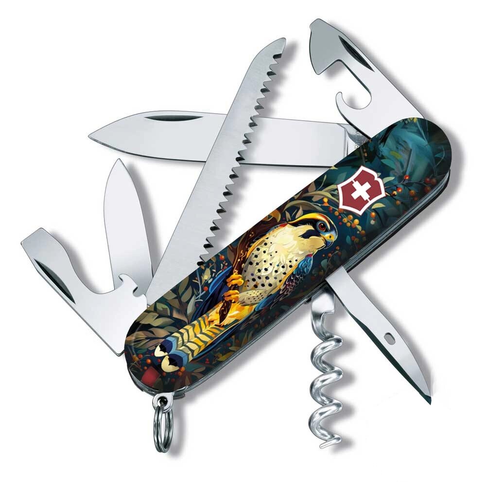 Складаний ніж Victorinox Camper Ukraine 91 мм 14 функцій Величний Сокіл (1.3613.3_T3180pw) від компанії Придбай - фото 1