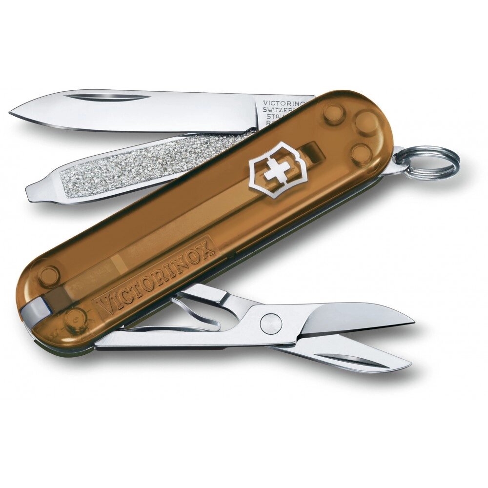 Складаний ніж Victorinox Classic 58 мм 7 функцій Коричневий напівпрозорий (0.6223. T55G) від компанії Придбай - фото 1