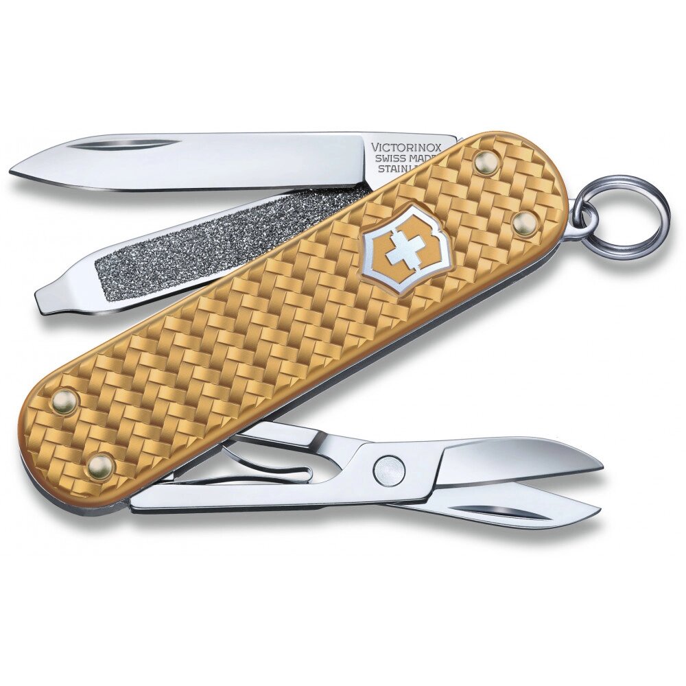 Складаний ніж Victorinox Classic SD Precious Alox Brass Gold 58 мм 5 функцій Золотистий рифлений (0.6221.408G) від компанії Придбай - фото 1