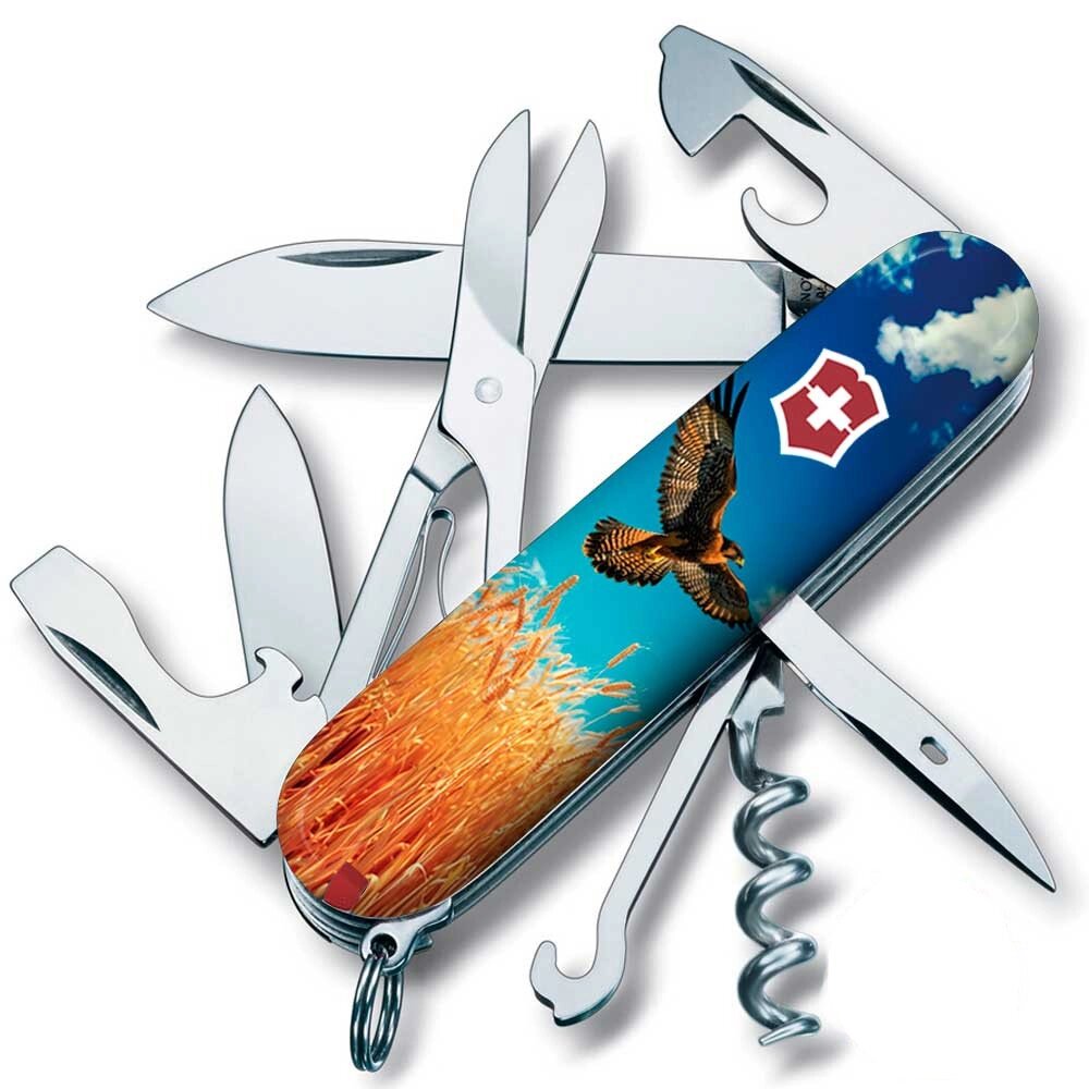 Складаний ніж Victorinox Climber Ukraine 91 мм 15 функцій Вільний Сокіл (1.3703.7_T3230pw) від компанії Придбай - фото 1