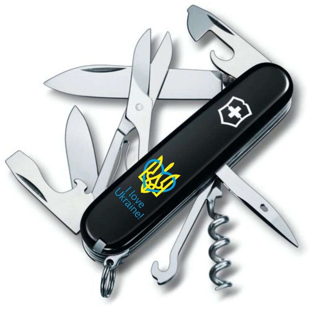 Складаний ніж Victorinox Climber Ukraine Тризуб із серцем та I love Ukraine (1.3703.3_T1310u) від компанії Придбай - фото 1