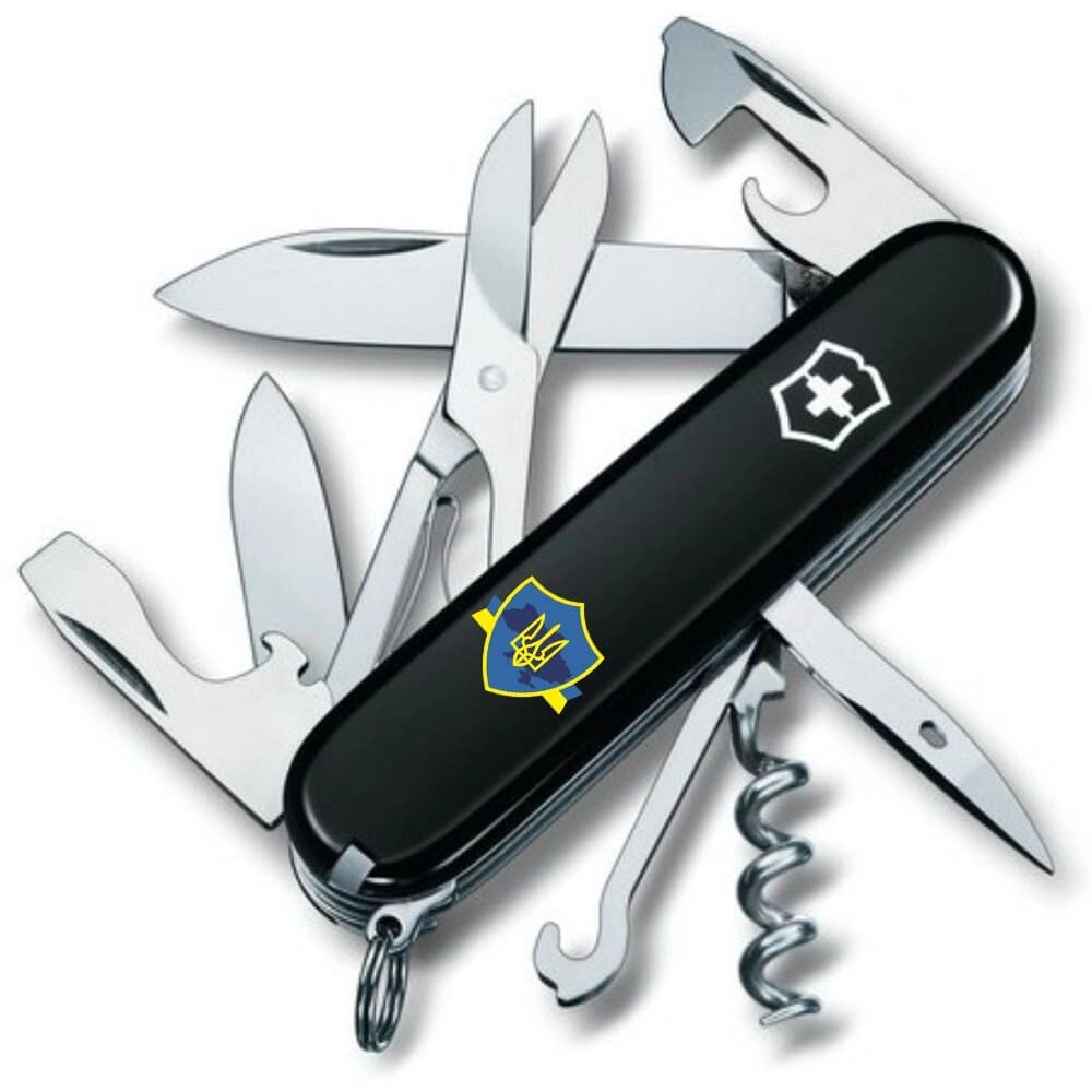 Складаний ніж Victorinox Climber Ukraine Тризуб на щиті зі стрічкою (1.3703.3_T1070u) від компанії Придбай - фото 1