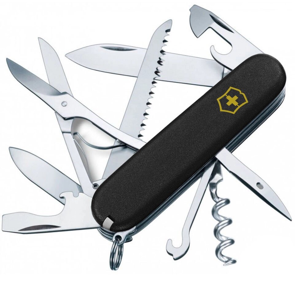 Складаний ніж Victorinox Huntsman Mat Чорний матовий лак з жовтим лого (1.3713.3_M0008p) від компанії Придбай - фото 1