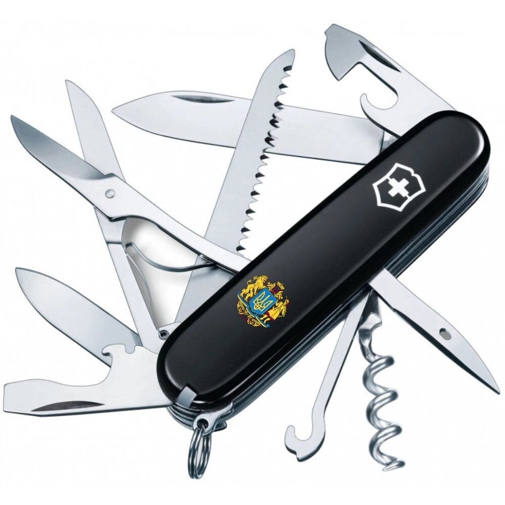 Складаний ніж Victorinox Huntsman Ukraine 91мм 15 функцій Чорний (1.3713.3_T0400u) від компанії Придбай - фото 1