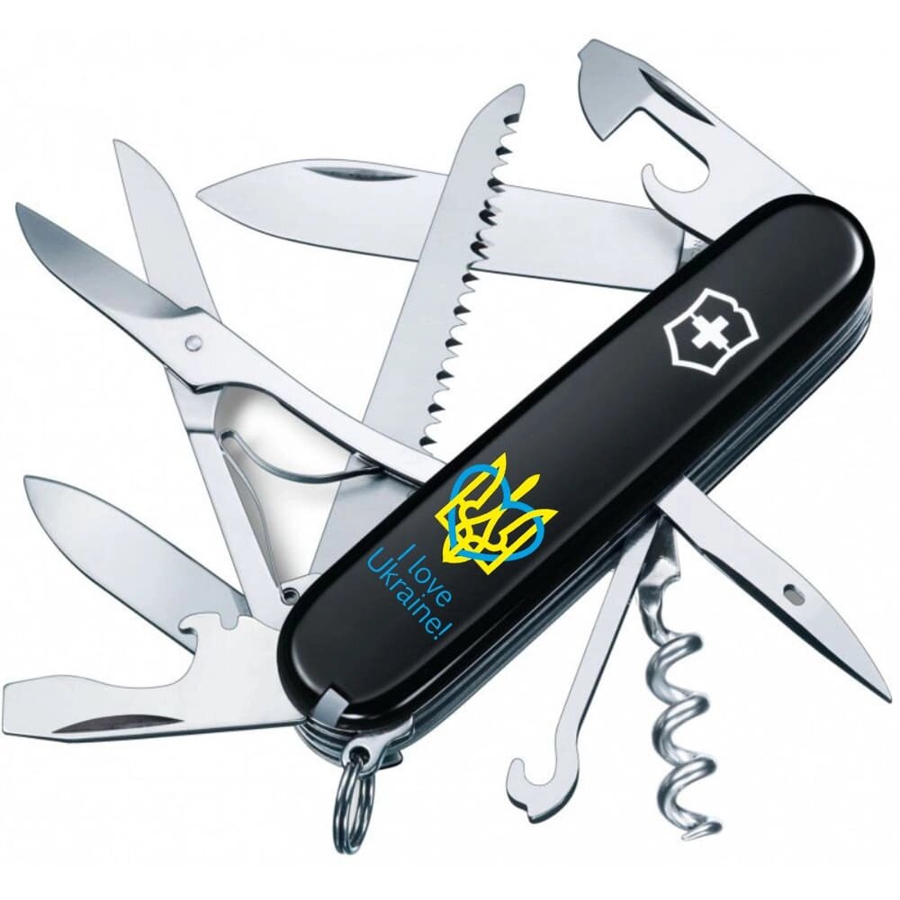 Складаний ніж Victorinox Huntsman Ukraine Тризуб із серцем та I love Ukraine (1.3713.3_T1310u) від компанії Придбай - фото 1