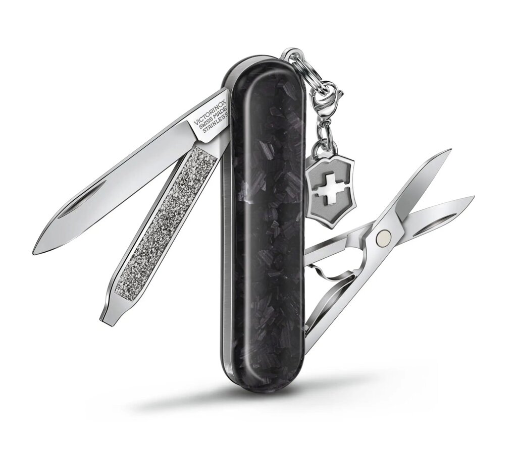 Складний ніж Victorinox Classic SD Brilliant Carbon 58 мм 5 функцій рукоять з карбону (0.6221.90) від компанії Придбай - фото 1