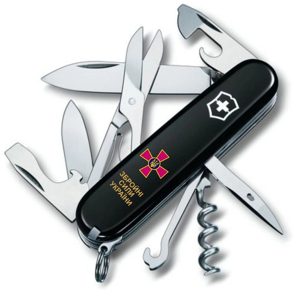 Складний ніж Victorinox Climber Army 91 мм 14 функцій Емблема ВСУ і Напис ЗСУ (1.3703.3_W1011u) від компанії Придбай - фото 1