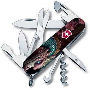 Складаний ніж Victorinox Climber Zodiac 91 мм 14 функцій Блакитний дракон (1.3703.3_Z3290p)