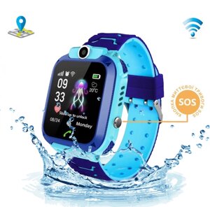 Смарт-годинник KID Watch Дитячі Розумні годинник GPS+WiFi з вологозахистом IP67 Сині з блакитним