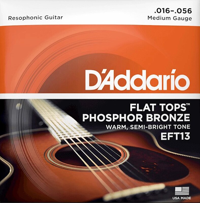 Струни для акустичної гітари 6 шт D'Addario EFT13 Phosphor Bronze Flat Tops Medium Acoustic Guitar Strings 16/56 від компанії Придбай - фото 1