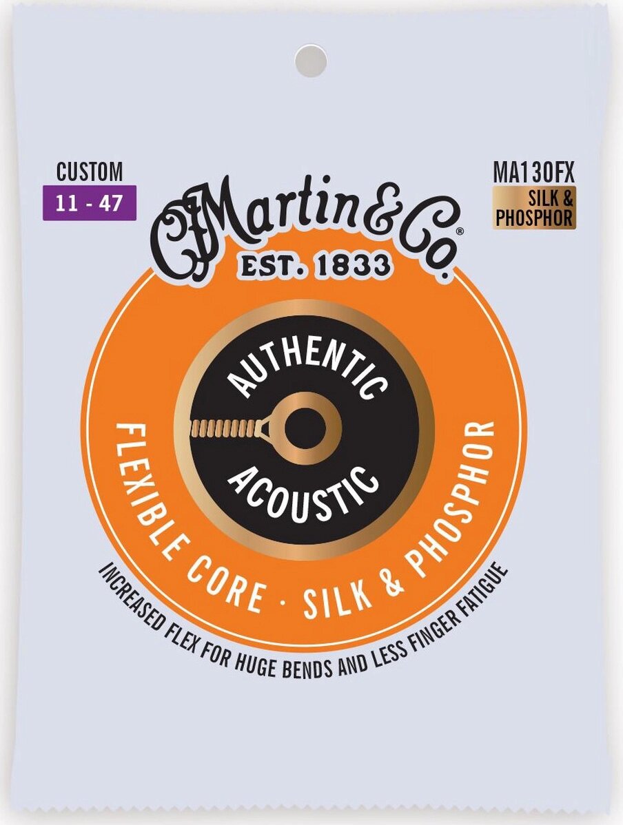 Струни для акустичної гітари Martin MA130FX Flexible Core Silk And Phosphor Custom Authentic Acoustic Guitar Strings від компанії Придбай - фото 1