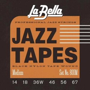 Струни для електрогітари La Bella 800M Jazz Tapes Black Nylon Medium 14/67