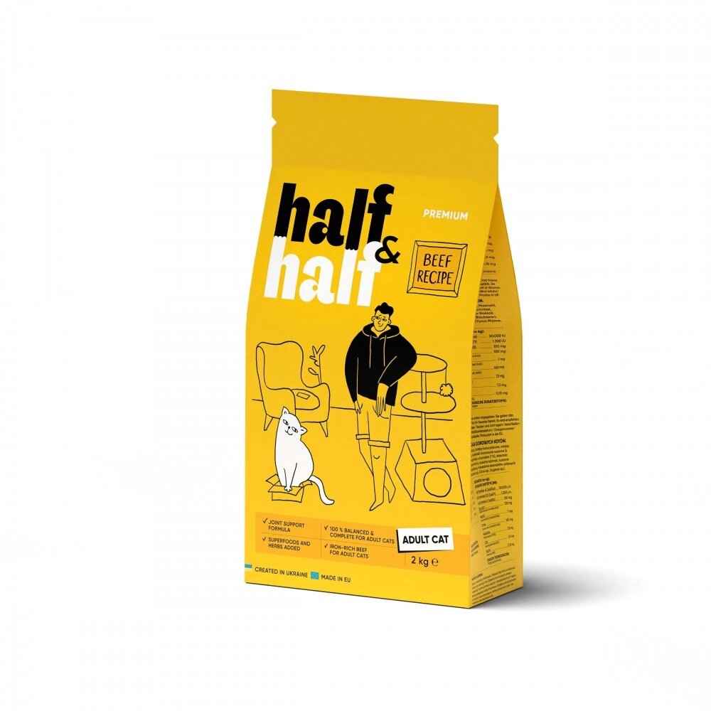 Сухий корм для кішок Half&Half Adult 2 кг із яловичиною (20840) від компанії Придбай - фото 1