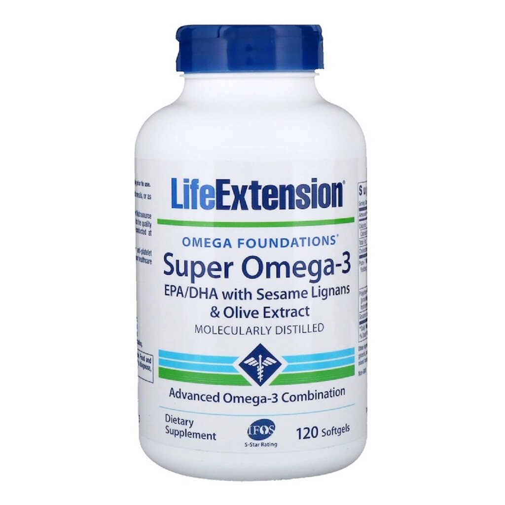 Супер Омега-3 Omega Foundations Super Omega-3 Life Extension 120 Желатинових Капсул від компанії Придбай - фото 1