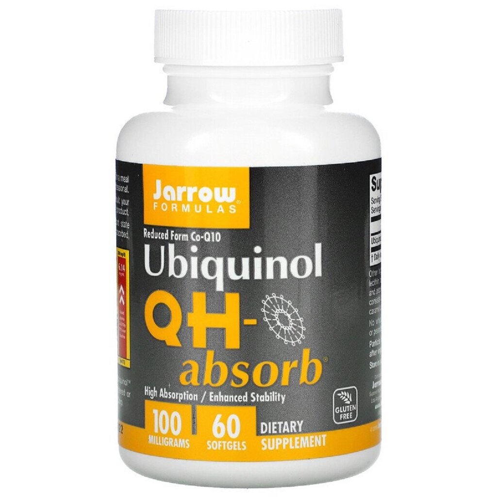 Убіхінол QH-Absorb, 100 мг, Ubiquinol, QH-Absorb, Jarrow Formulas, 60 гелевих капсул від компанії Придбай - фото 1