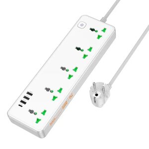 Подовжувач мережевий з USB Hoco AC13A 5 розеток 3USB Type-C White