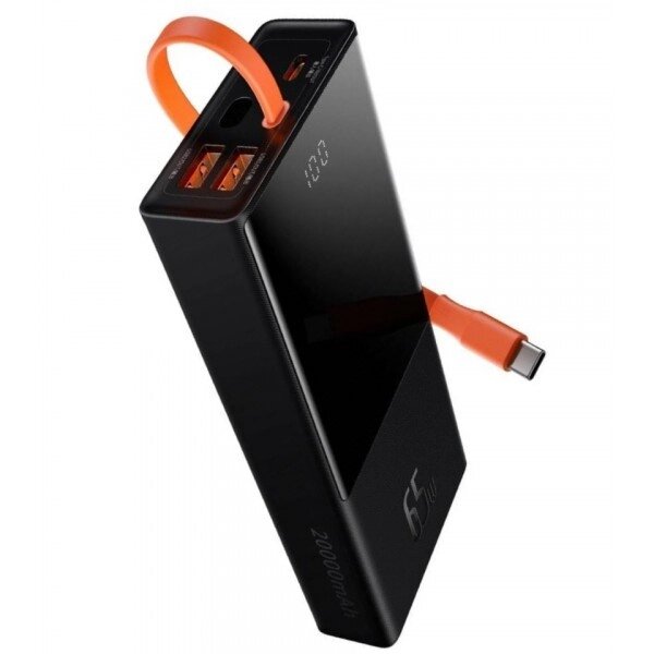 УМБ Power Bank Baseus Elf Digital Display 20000mAh 65W 5A, QC3.0+PD3.0 та c Type-C кабелем 65W Black від компанії Придбай - фото 1