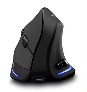 Вертикальна миша бездротова Zelotes F-35 з акумулятором та RGB підсвічуванням Black