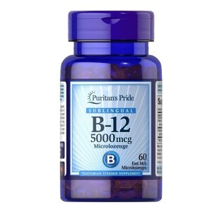 Вітамін Б12 Puritan's Pride Vitamin B-12 5000 mcg Sublingual 60 Microlozenges PTP-11473