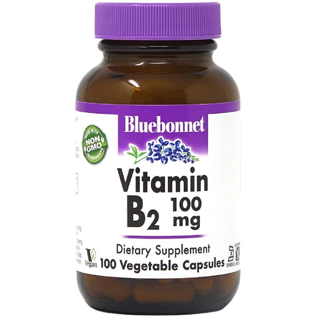 Вітамін B2 100 мг Vitamin B2 Bluebonnet Nutrition 100 вегетаріанські капсули від компанії Придбай - фото 1