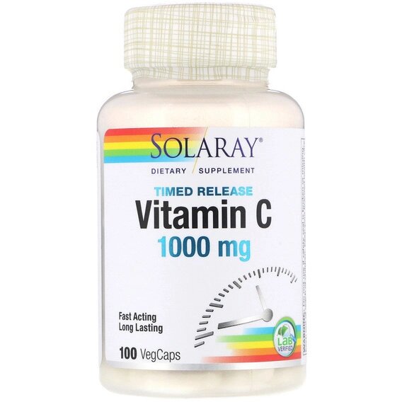 Вітамін C Solaray Timed Release Vitamin C 1000 mg 100 Veg Caps SOR-04450 від компанії Придбай - фото 1