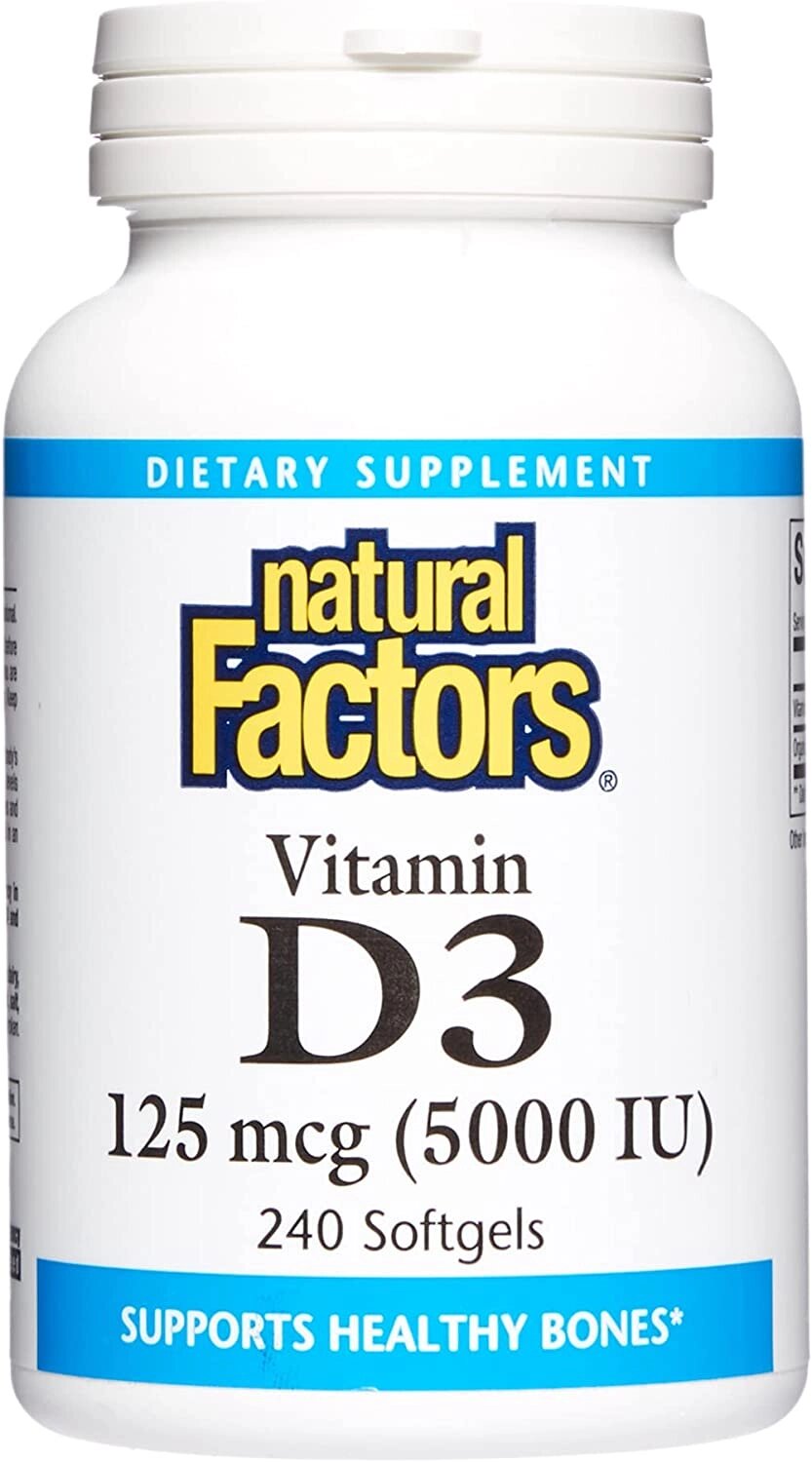 Вітамін D Natural Factors Vitamin D3 5000 IU 125 mcg 240 Softgels від компанії Придбай - фото 1