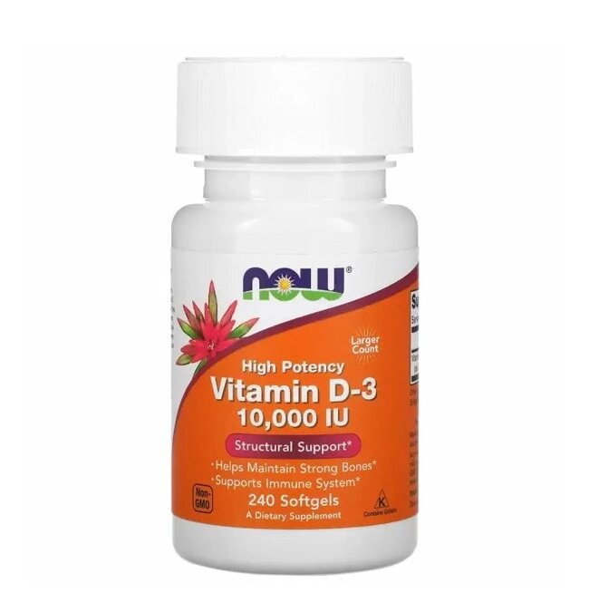 Вітамін D NOW Foods Vitamin D-3 10000 IU 240 Softgels від компанії Придбай - фото 1