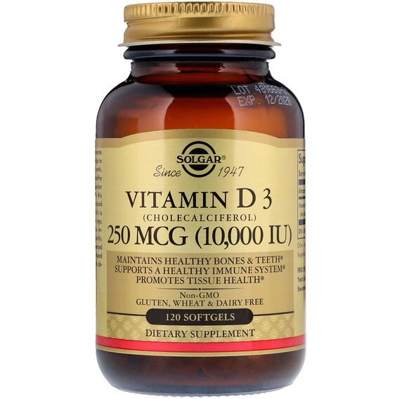 Вітамін D Solgar Vitamin D3 (Cholecalciferol) 10,000 IU 120 Softgels від компанії Придбай - фото 1