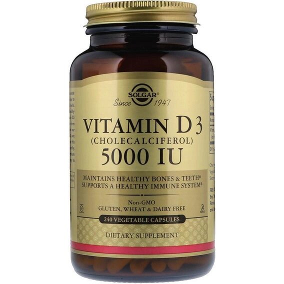 Вітамін D Solgar Vitamin D3 (Cholecalciferol) 5000 IU 240 Veg Caps від компанії Придбай - фото 1