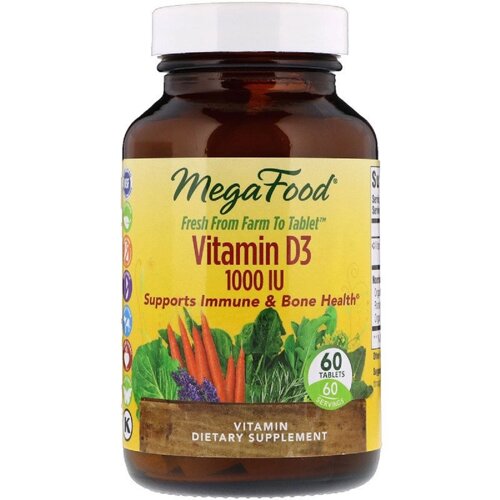 Вітамін D3 1000 IU, Vitamin D3, MegaFood, 60 таблеток