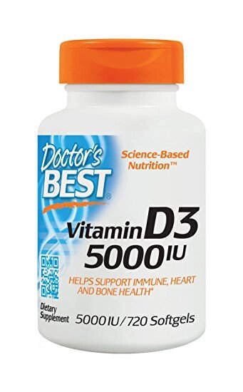 Вітамін D3 холекальціферол Vitamin D3 Doctor's Best 125 mcg 5000 МО 720 капсул від компанії Придбай - фото 1