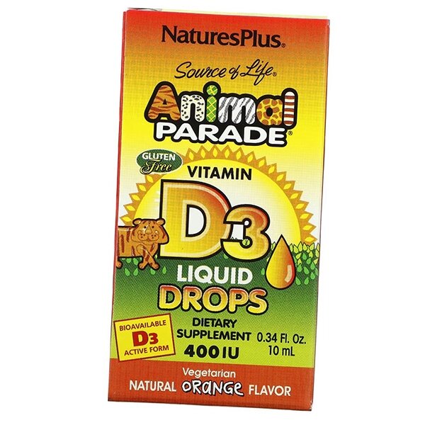 Вітамін Д3 у краплях для дітей Animal Parade Vitamin D3 Liquid Drops Nature's Plus 10мл Апельсин (36375184) від компанії Придбай - фото 1