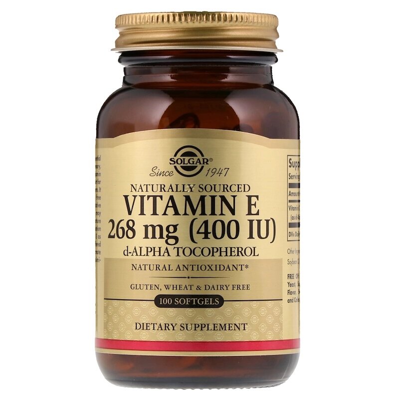 Вітамін Е ( d-альфа-токоферол ) Vitamin E Solgar натуральний 268 мг ( 400 МО ) 100 гелевих капсул від компанії Придбай - фото 1