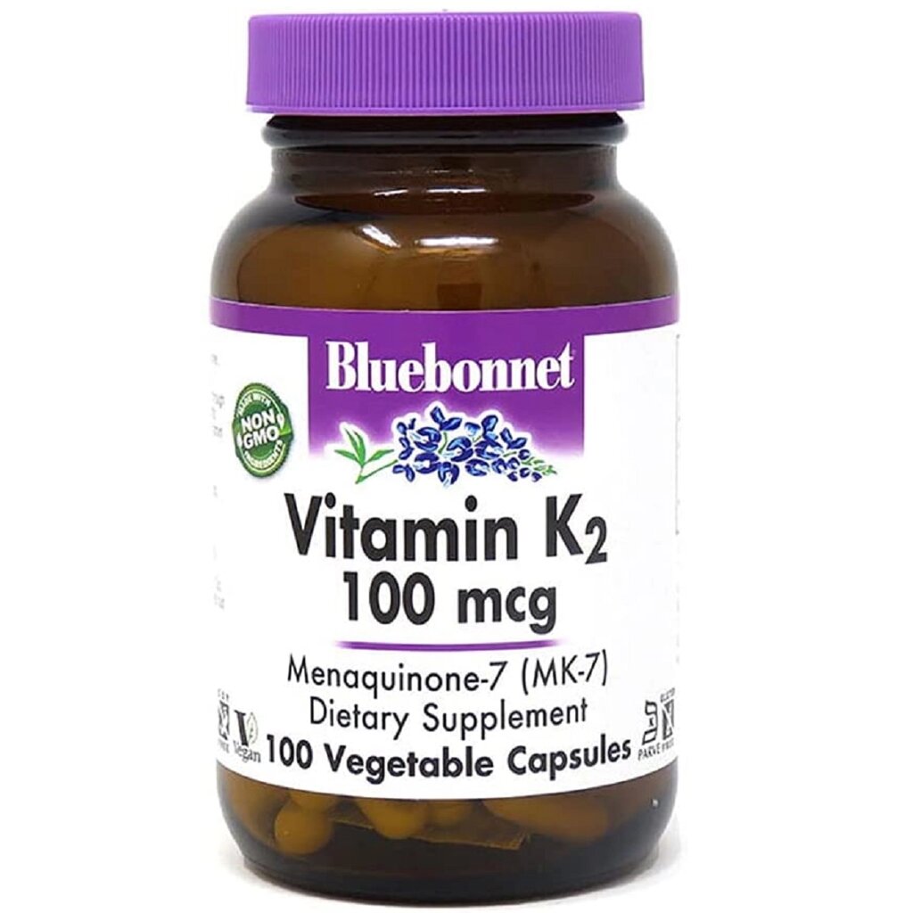 Вітамін K2 100 мкг Vitamin K2 Bluebonnet Nutrition 100 вегетаріанських капсул від компанії Придбай - фото 1