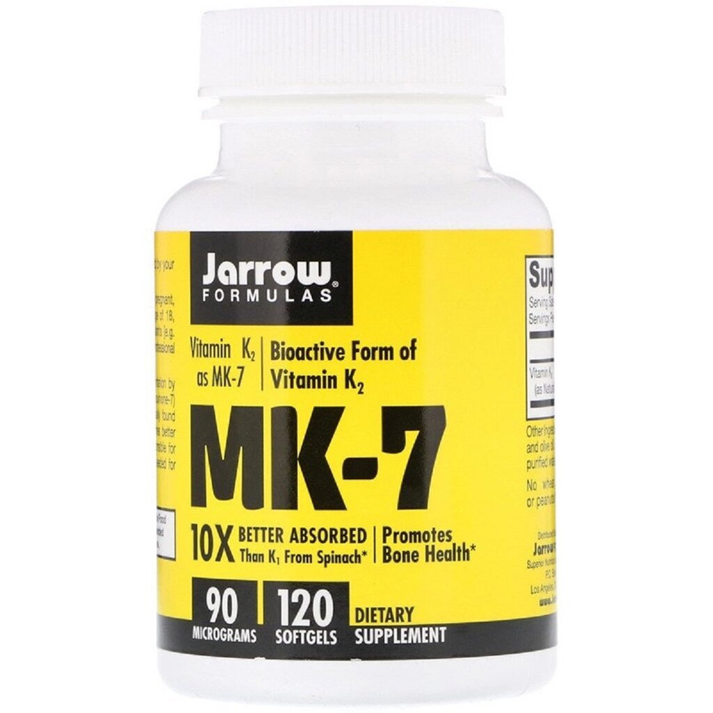 Вітамін K2 в формі MK-7, 90 мкг, MK-7, Vitamin K2 as MK-7, Jarrow Formulas, 120 гелевих капсул від компанії Придбай - фото 1