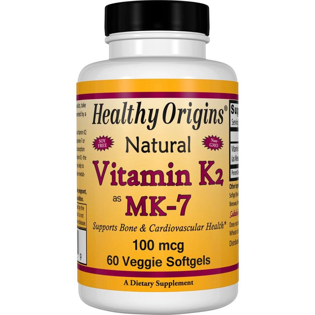 Вітамін К2 в Формі МК-7, Vitamin K2 as MK-7, Healthy Origins, 100 мкг, 60 капсул від компанії Придбай - фото 1